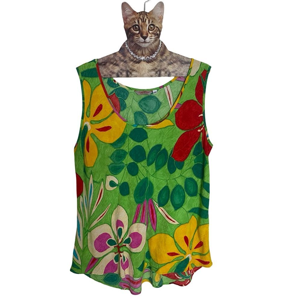 Vintage Jams World Shangrila Green Floral Top